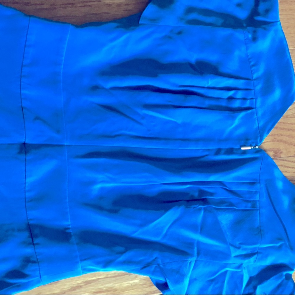 Rebecca Taylor Royal Blue V-Neck Ruffled Hem Dress - Picture 3 of 4